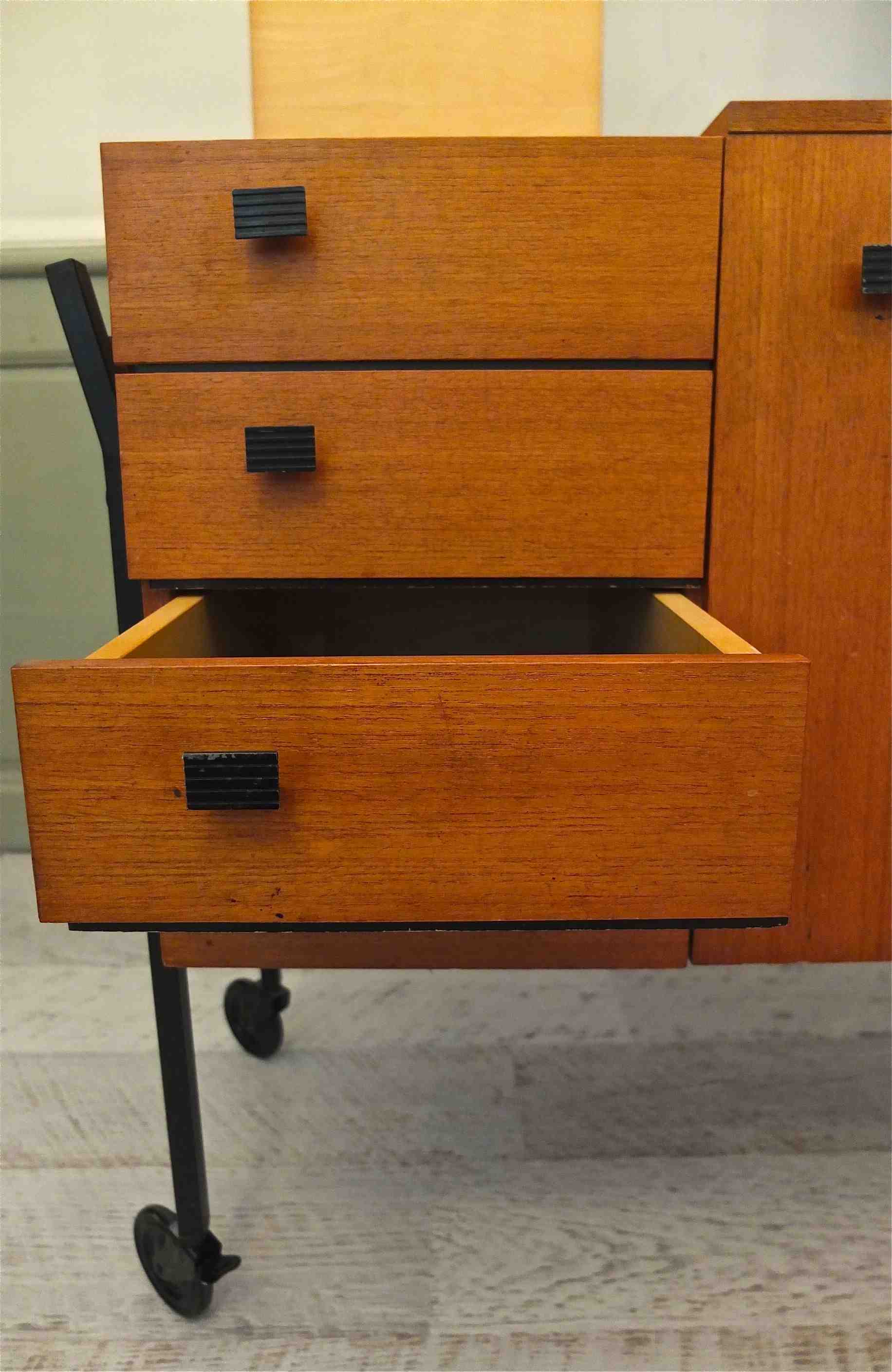 Slavia Vintage commode des années 60 piètement métal noir "Echec et mat" photo 6